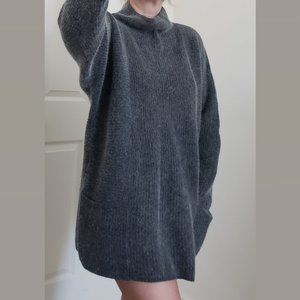 Cozy Oversized Express Mock Neck Grey Sweater, S/M